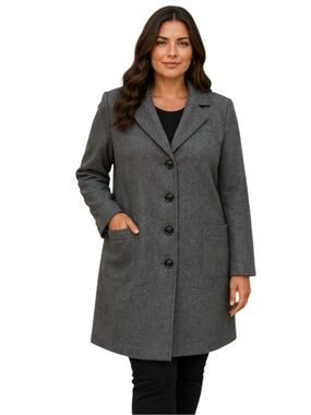 Laundry by Shelli Segal Gray Wool Blend Coat Jacket 1X Long Peacoat Classic